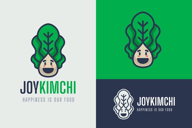 Diseño de logotipo de comida coreana de diseño plano
