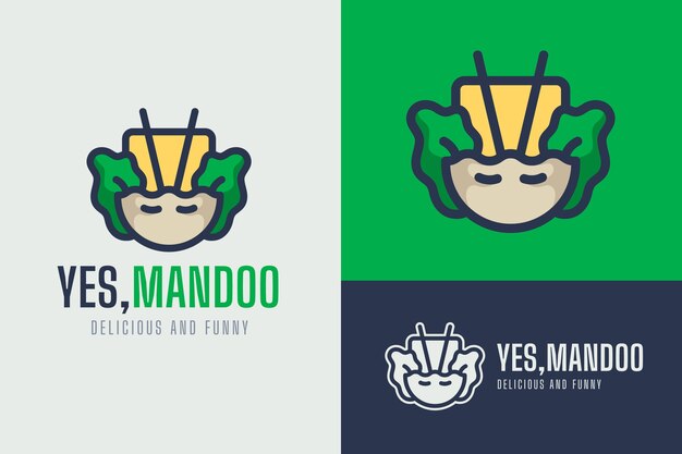 Diseño de logotipo de comida coreana de diseño plano