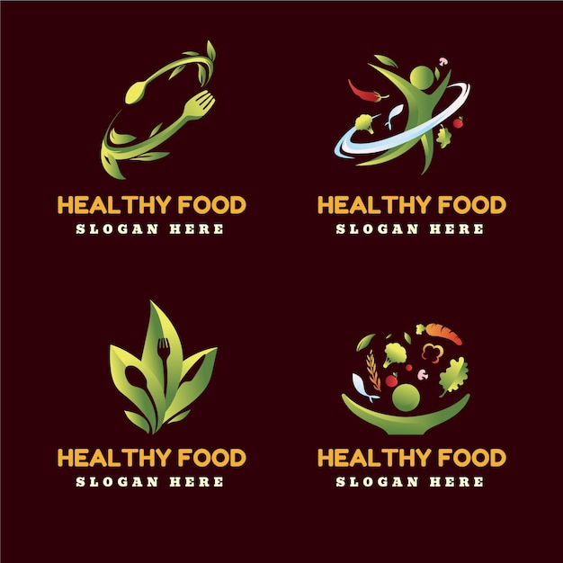 Vector gratuito diseño de logotipo de comida saludable degradado