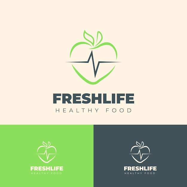 Diseño de logotipo de comida saludable dibujado a mano