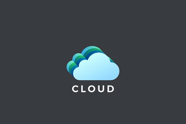 Vector gratuito diseño de logotipo de computación en la nube. logotipo de tecnología de red de almacenamiento de datos