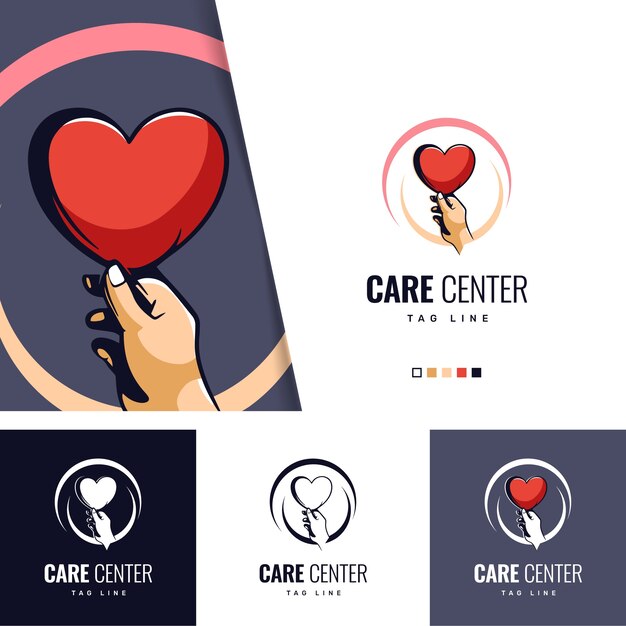 Diseño de logotipo de corazón de mano
