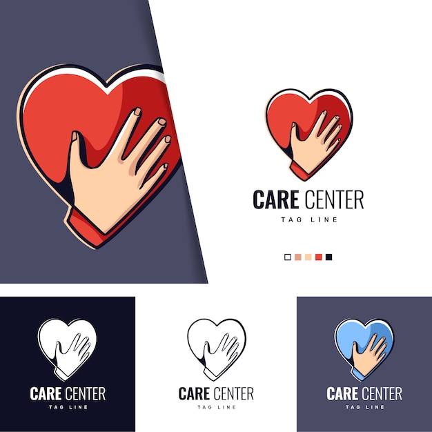 Diseño de logotipo de corazón de mano