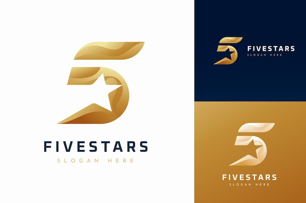 Vector gratuito diseño de logotipo degradado de 5 estrellas