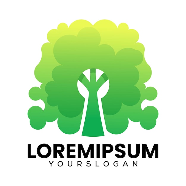 Vector gratuito diseño de logotipo degradado de árbol verde