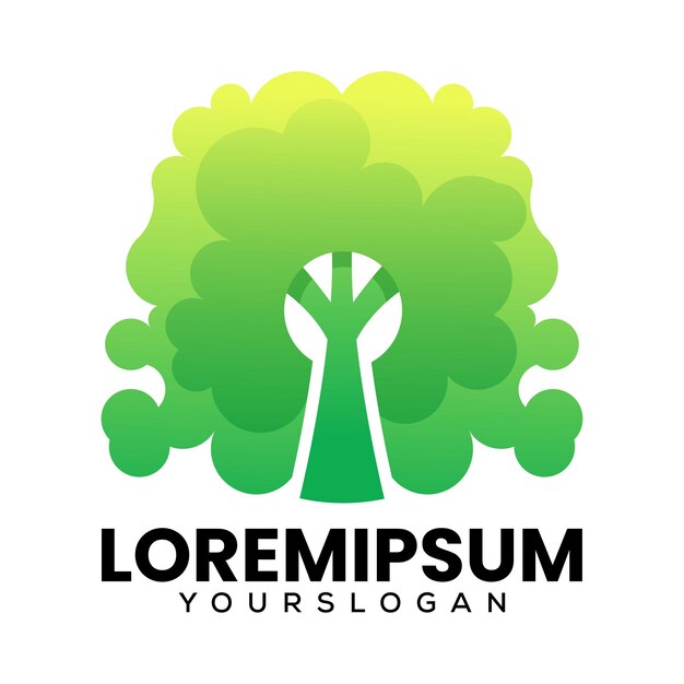 Diseño de logotipo degradado de árbol verde