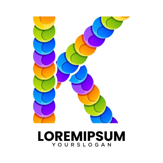 Diseño de logotipo degradado colorido letra K