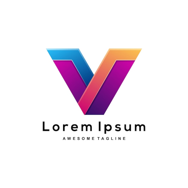 Diseño de logotipo degradado de letra V colorido