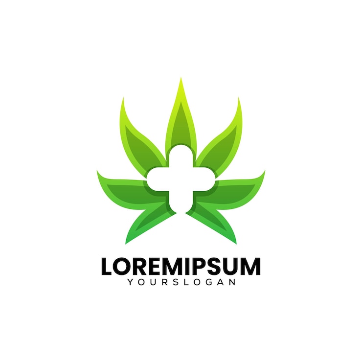 Vector gratuito diseño de logotipo degradado de marihuana medicinal