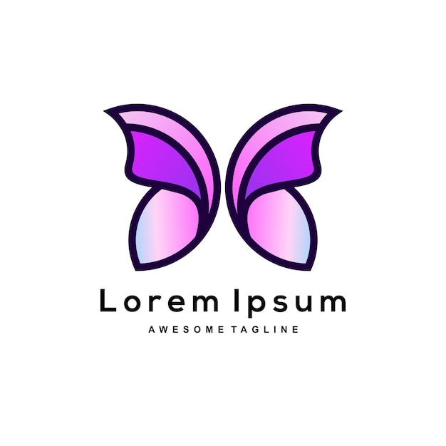 Diseño de logotipo degradado de mariposa colorido