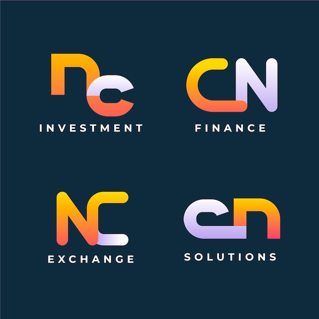 Diseño de logotipo degradado nc y cn