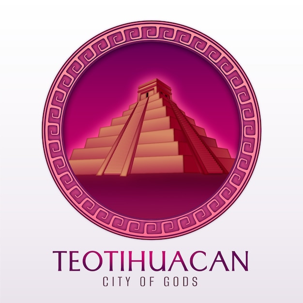 Vector gratuito diseño de logotipo degradado de teotihuacán