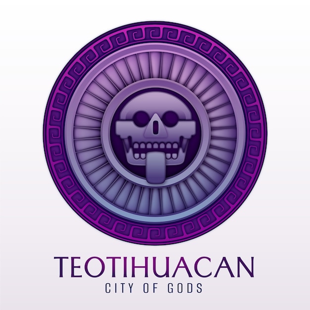 Diseño de logotipo degradado de teotihuacán