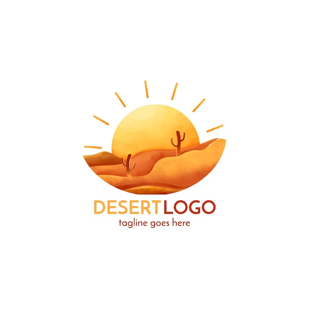 Diseño de logotipo de desierto de acuarela