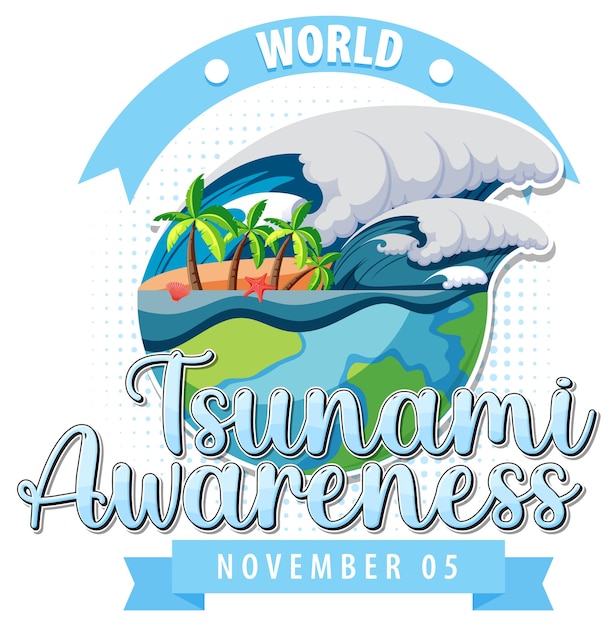 Vector gratuito diseño de logotipo del día mundial de concientización sobre tsunami