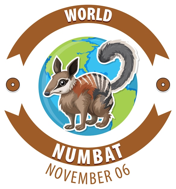 Vector gratuito diseño de logotipo del día mundial de numbat