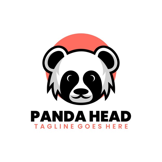 Diseño de logotipo de dibujos animados de mascota de ilustración de cabeza de panda