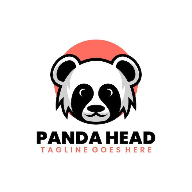 Diseño de logotipo de dibujos animados de mascota de ilustración de cabeza de panda