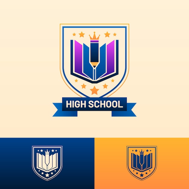 Vector gratuito diseño de logotipo de escuela secundaria degradado