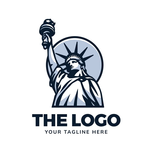Diseño del logotipo de la Estatua de la Libertad dibujado a mano