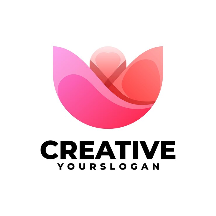 Vector gratuito diseño de logotipo de flor de rosa con gradiente abstracto