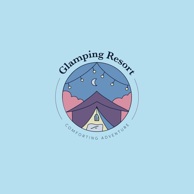 Diseño de logotipo glamping dibujado a mano