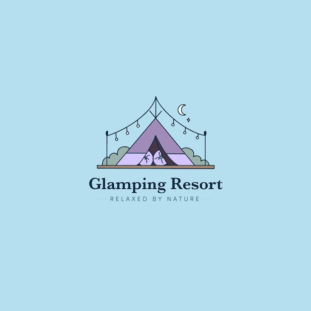 Vector gratuito diseño de logotipo glamping dibujado a mano