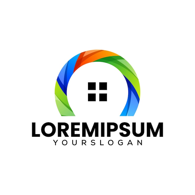 Vector gratuito diseño de logotipo de gradiente colorido creativo para el hogar