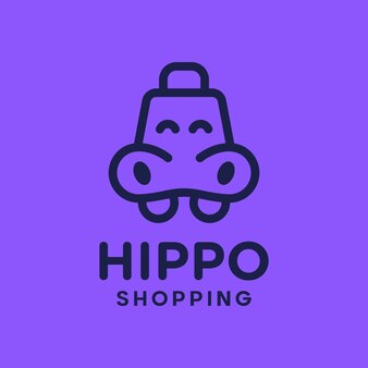 Diseño de logotipo de icono de belleza de bolsa de compras de hipopótamo