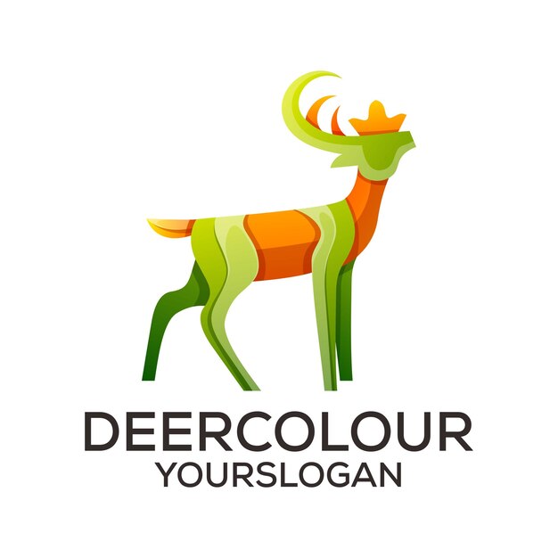 diseño del logotipo del icono del ciervo colorido