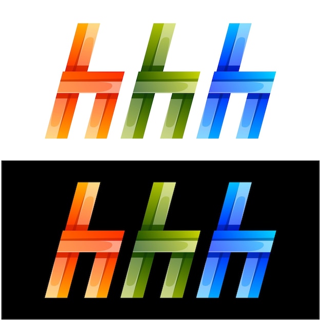 Diseño del logotipo del icono colorido de la letra hhh.