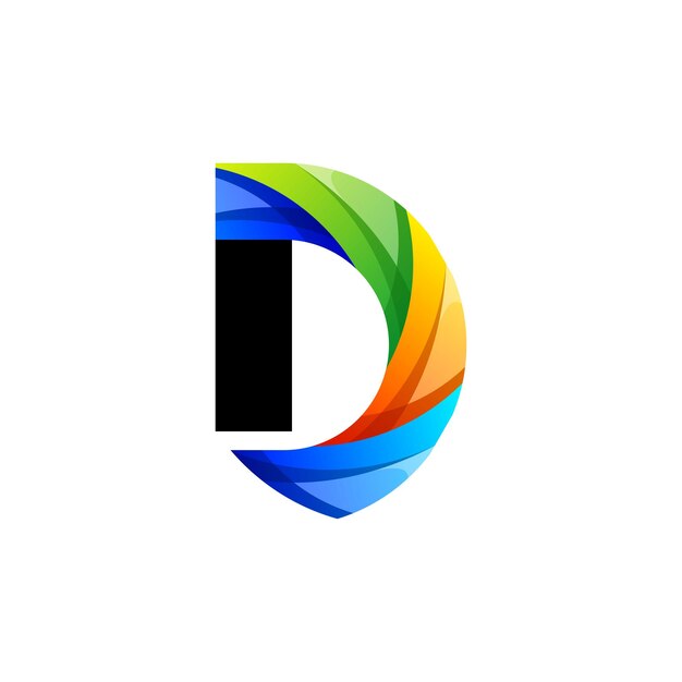 diseño de logotipo de icono degradado de letra D colorida