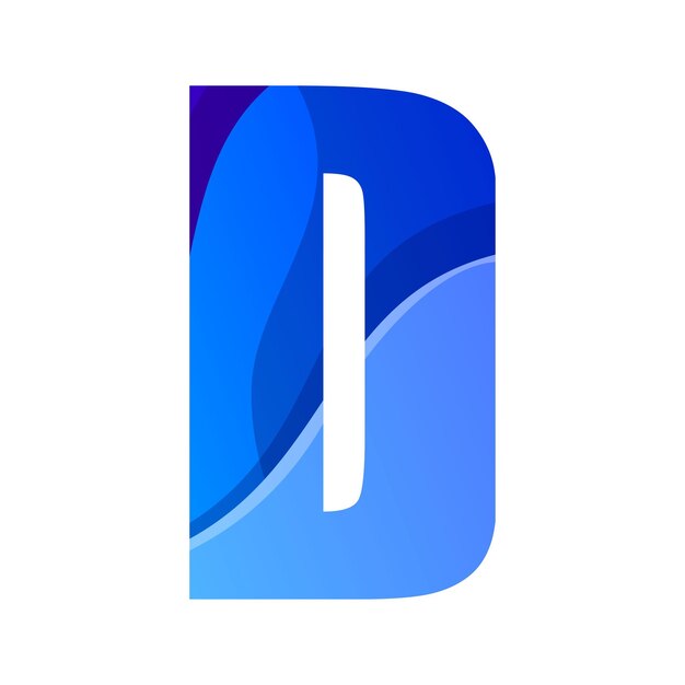 Diseño de logotipo de icono de degradado de letra D