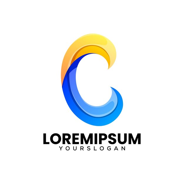 diseño de logotipo de icono de letra c colorido