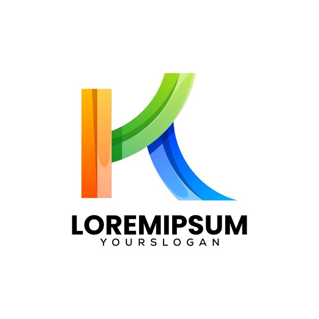 diseño de logotipo de icono de letra k colorido
