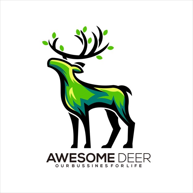 Diseño de logotipo de ilustración de ciervos de la naturaleza
