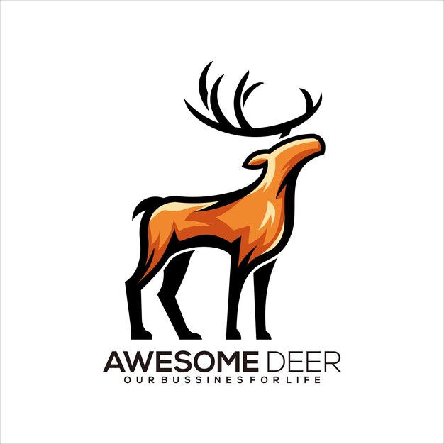 Diseño de logotipo de ilustración de ciervos