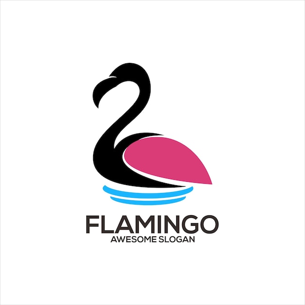 Diseño de logotipo de ilustración de flamenco