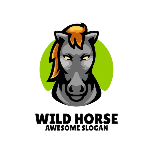 Diseño de logotipo de ilustración de mascota de cabeza de caballo