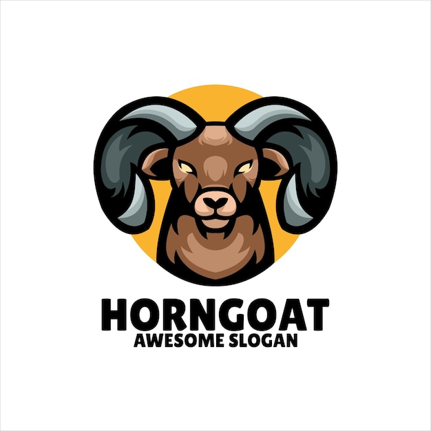 Diseño de logotipo de ilustración de mascota de cabeza de cabra