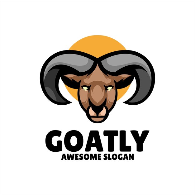 Diseño de logotipo de ilustración de mascota de cabeza de cabra