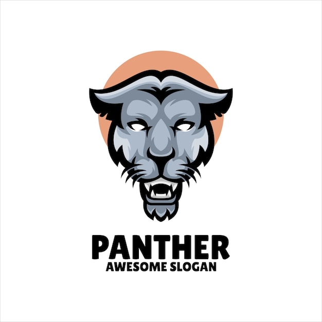 Diseño de logotipo de ilustración de mascota de cabeza de pantera