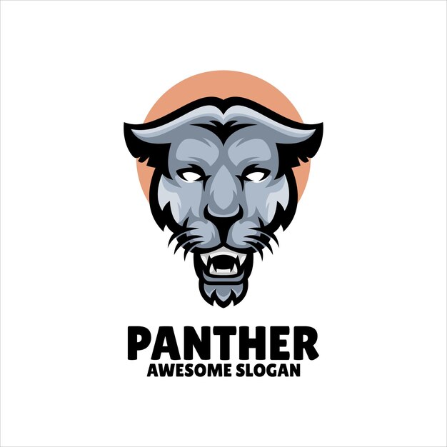 Diseño de logotipo de ilustración de mascota de cabeza de pantera