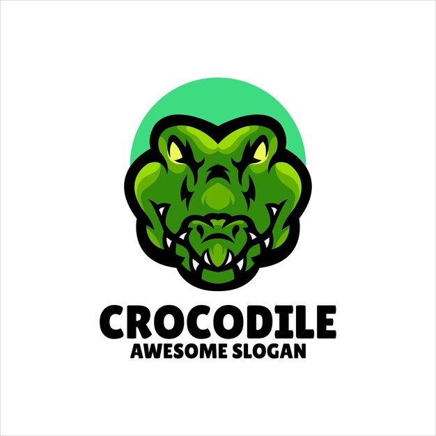 Diseño de logotipo de ilustración de mascota de cocodrilo