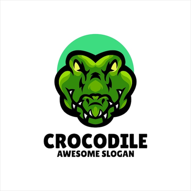 Diseño de logotipo de ilustración de mascota de cocodrilo
