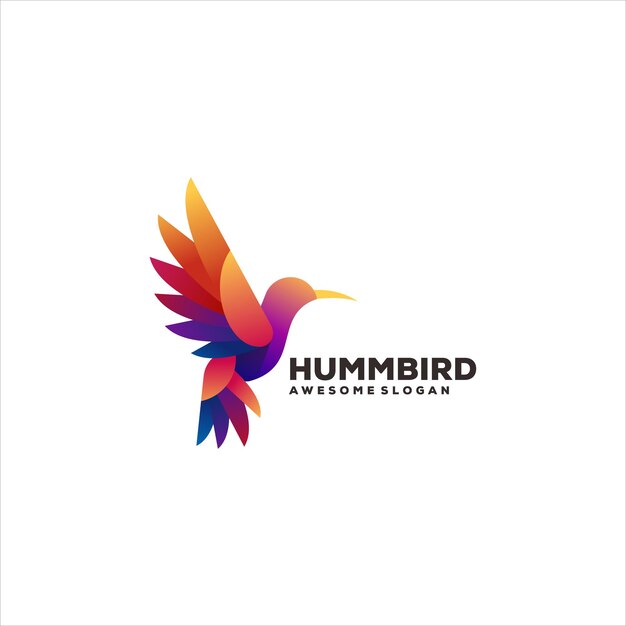 Diseño de logotipo de ilustración de mascota de degradado de pájaro