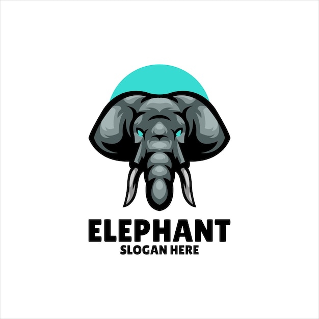 Diseño de logotipo de ilustración de mascota de elefante