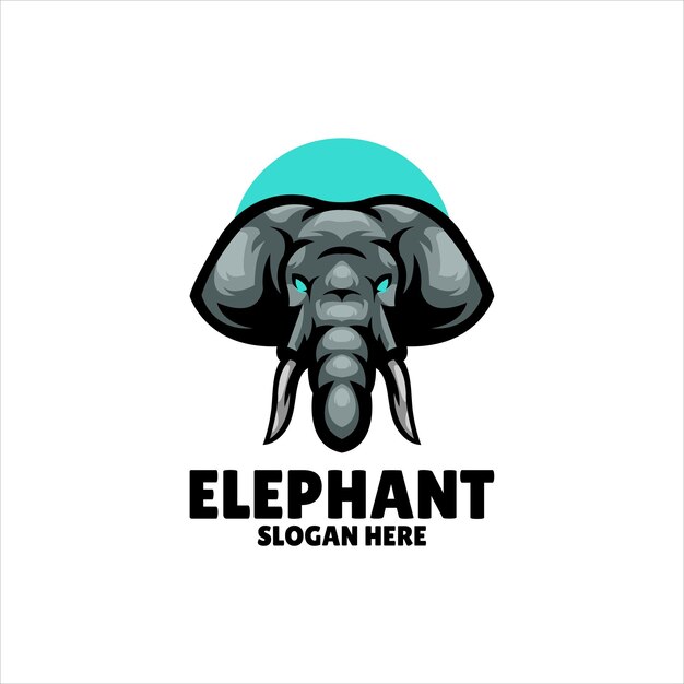 Diseño de logotipo de ilustración de mascota de elefante