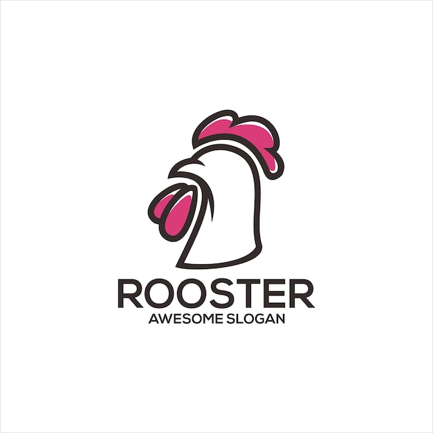 Vector gratuito diseño de logotipo de ilustración de mascota de gallo