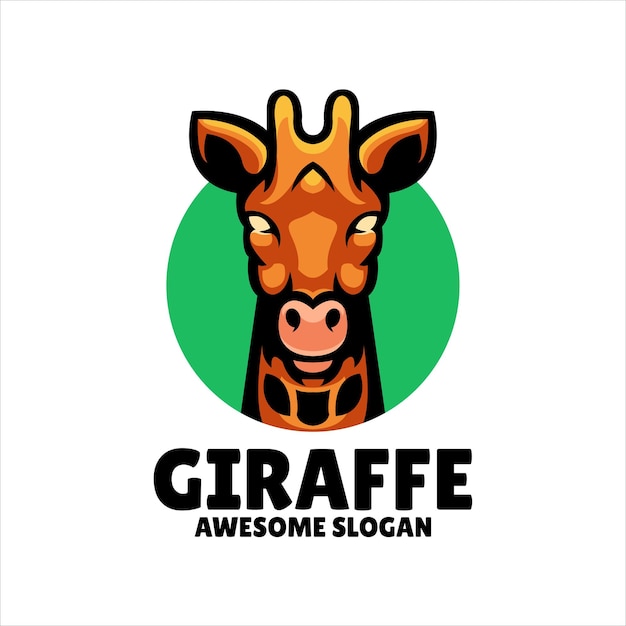 Diseño de logotipo de ilustración de mascota de jirafa